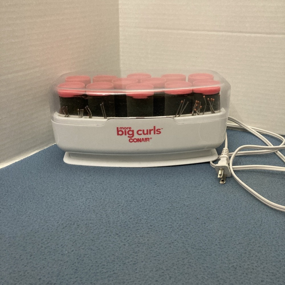Conair More Big Curls CHV12NRX 12 Hot Rollers w/Case & Clips - Tested